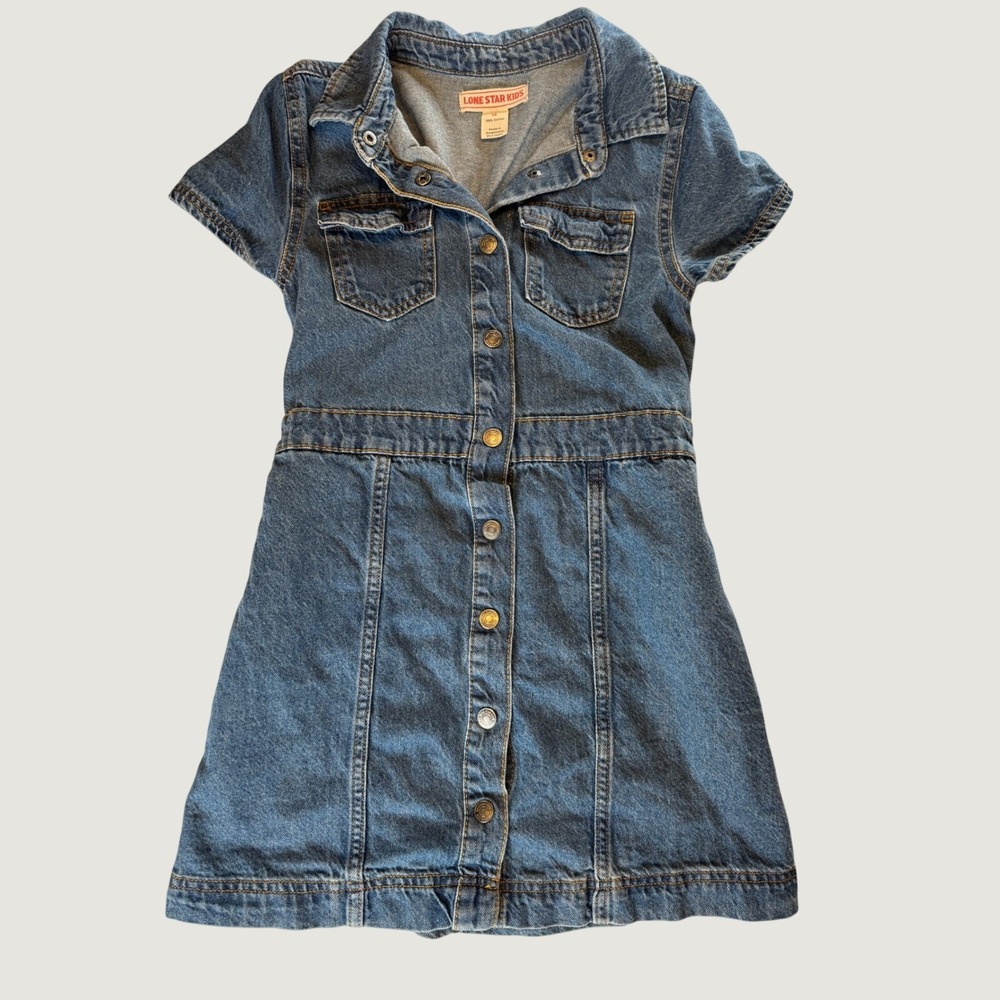 Lone Star Kids Girls 12 Denim Shirt Dress Western Cowgirl Button Front